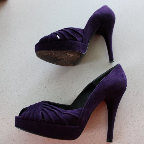 Stuart Weitzman Purple Open Toe Shoe Pump - Picture 3 of 4